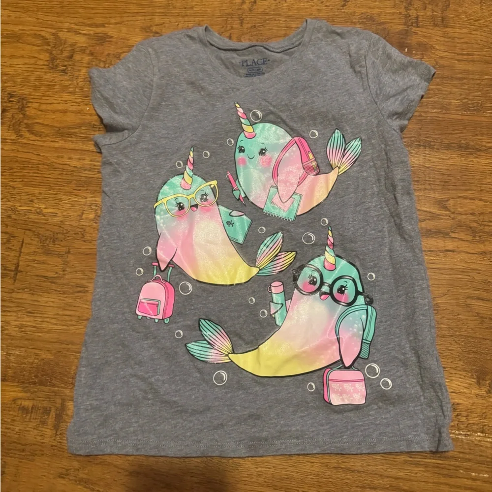 Girls tees 7/8 narwhal the children’s place